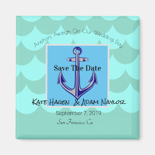 Beachy Nautical Anchor Save The Date Magnet