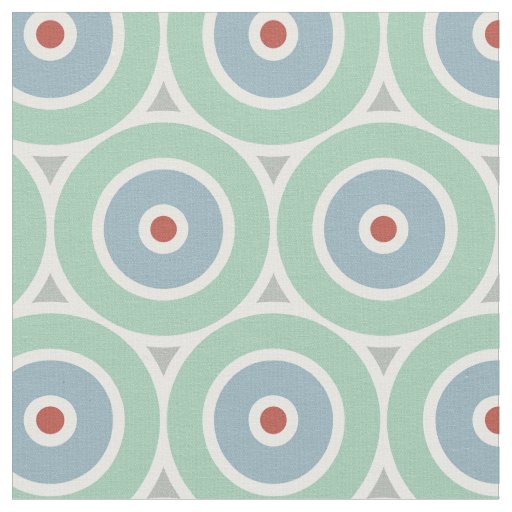 Beachy Nautical Circles in Red, Aqua, Grey Fabric
