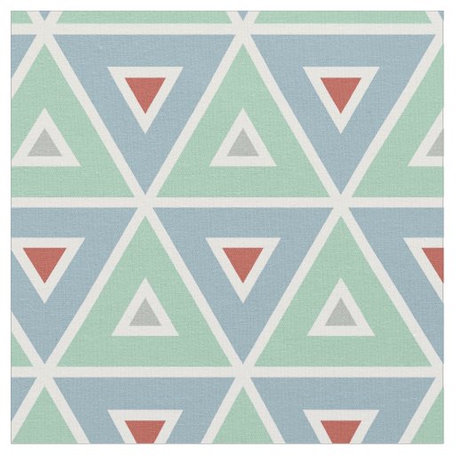 Beachy Nautical Circles in Red, Aqua, Grey Fabric