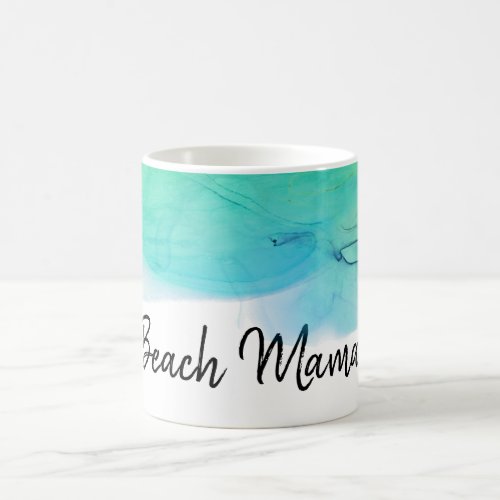   Beachy Ocean Abstract Watercolor Mama Coffee Mug
