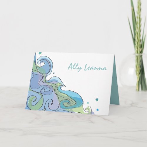 Beachy Ocean Wave Bar Bat Mitzvah Thank You card