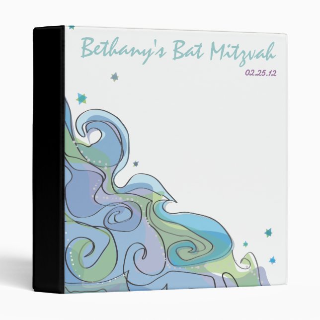Beachy Ocean Wave Bat Mitzvah Photo Memory Book Binder (Front/Spine)