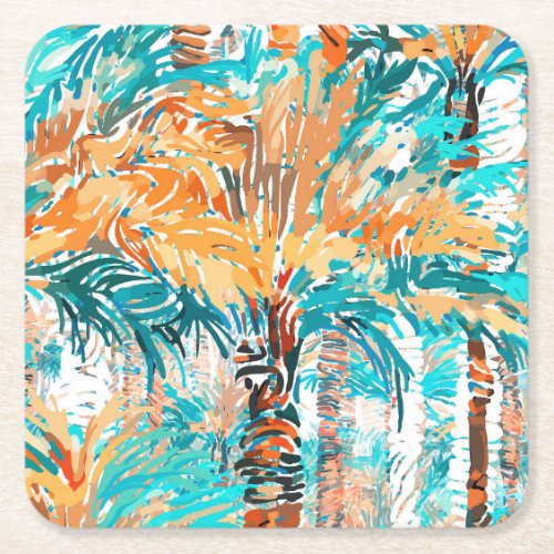 Beachy Palm Springs Tropical Square Paper Coaster