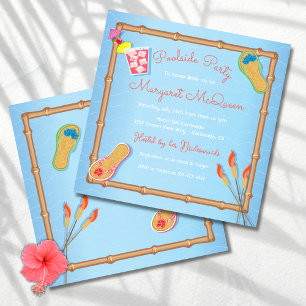 Beachy Poolside Bridal Shower Invitation