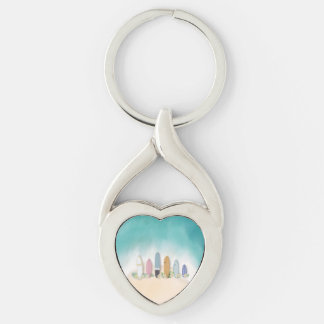 Beachy sand and surfboard Keychain
