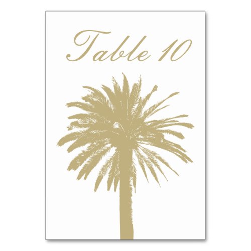 Beachy sand color palm tree drawing wedding table number