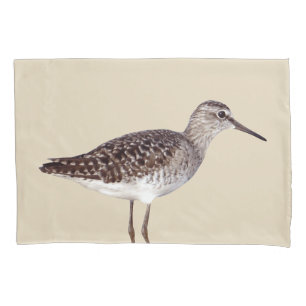 Beachy Sandpiper Bird & Sandy Beige Pillow Case