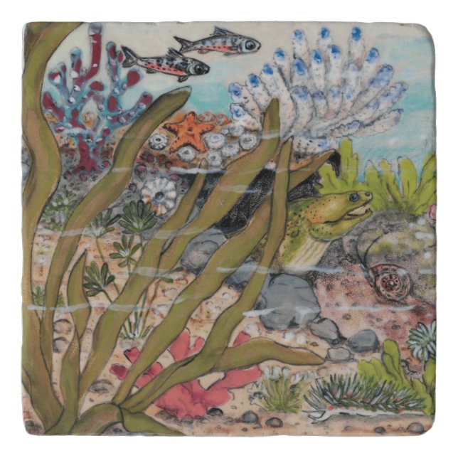 Beachy Sea Life Moray Eel Fish Marine Ocean  Trivet (Front)