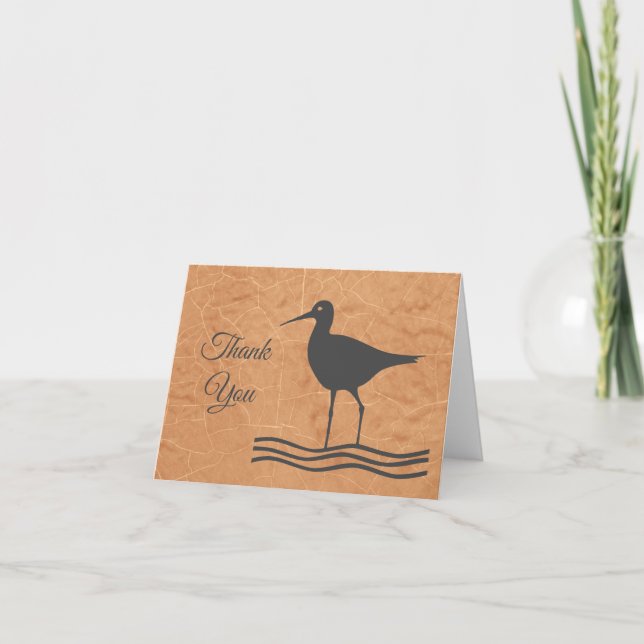 Beachy Shorebird  Letterpress Thank You Card (Front)