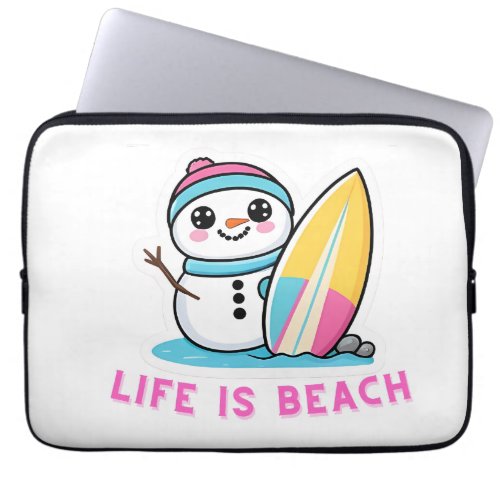 Beachy Snowman Vibes Laptop Sleeve