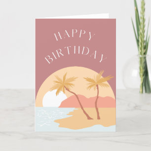 Beachy sunset birthday card 