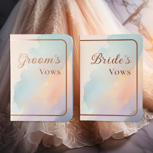 Beachy Sunset Gradient Wedding Rose Gold  Foil Vow Books