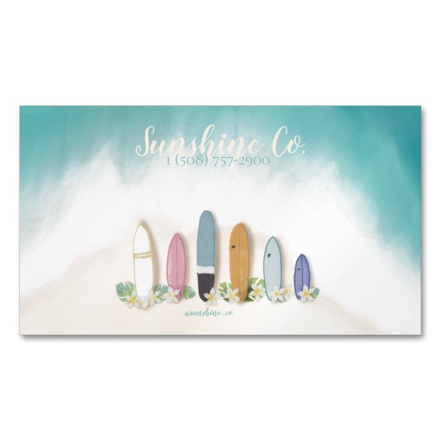 Beachy sunshine and sand business card magnet (Front)