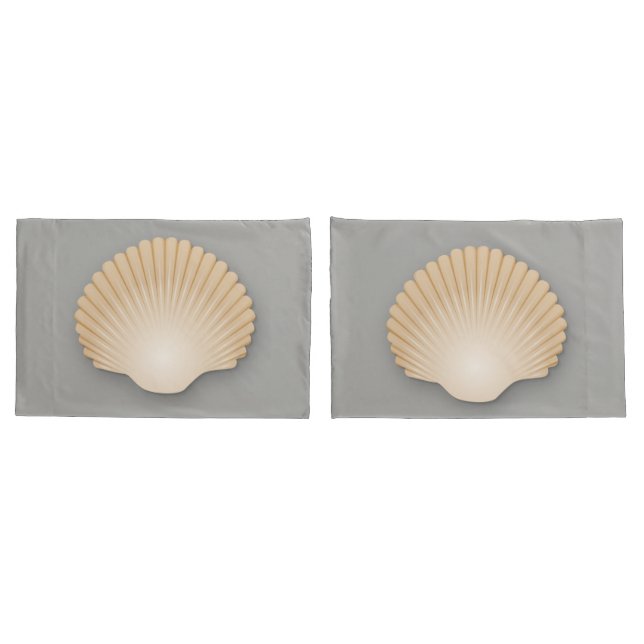 Beachy Tan Scalloped Seashell Pillow Case (Back-Set)