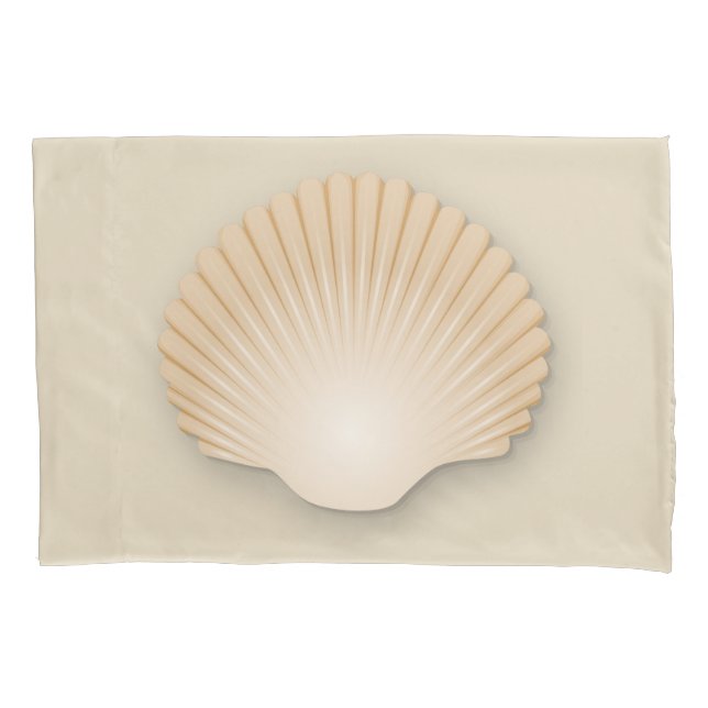 Beachy Tan Scalloped Seashell Pillowcase (Front-Left)
