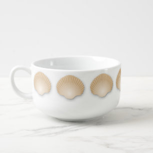 Beachy Tan Seashells Soup Mug