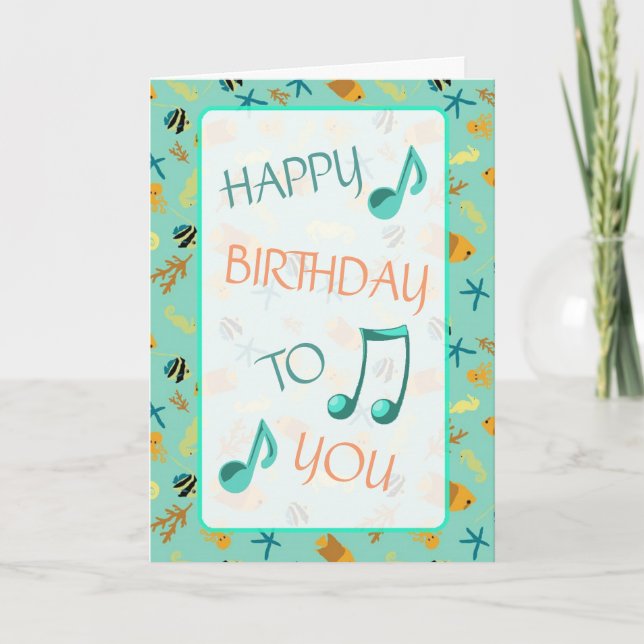 Beachy Themed Happy Birthday Card (Front)