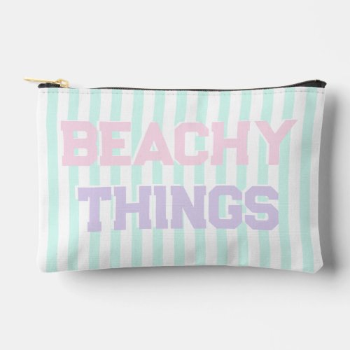 Beachy Things _ Cute Pastel  Teal Stripes  Accessory Pouch