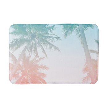Beachy Vintage Sunset Palm Trees Bath Mat by whimsydesigns at Zazzle