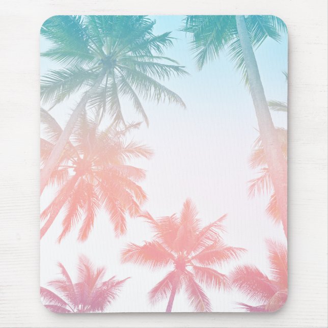 Beachy Vintage Sunset Palm Trees Mouse Pad (Front)
