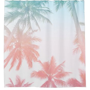 Beachy Vintage Sunset Palm Trees Shower Curtain by whimsydesigns at Zazzle
