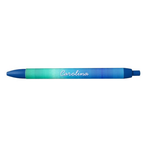 Beachy Watercolor Blue Green Tropical Custom Pen