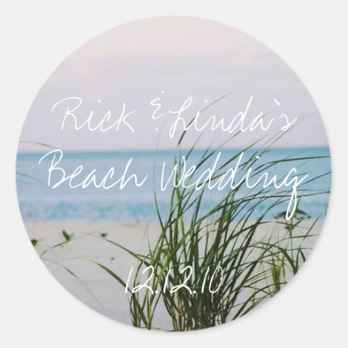 Beachy Wedding Classic Round Sticker