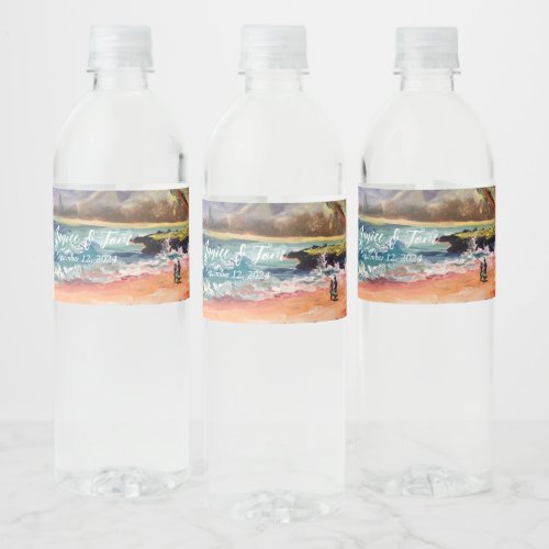 Beachy Wedding Water Bottle Gift Water Bottle Label