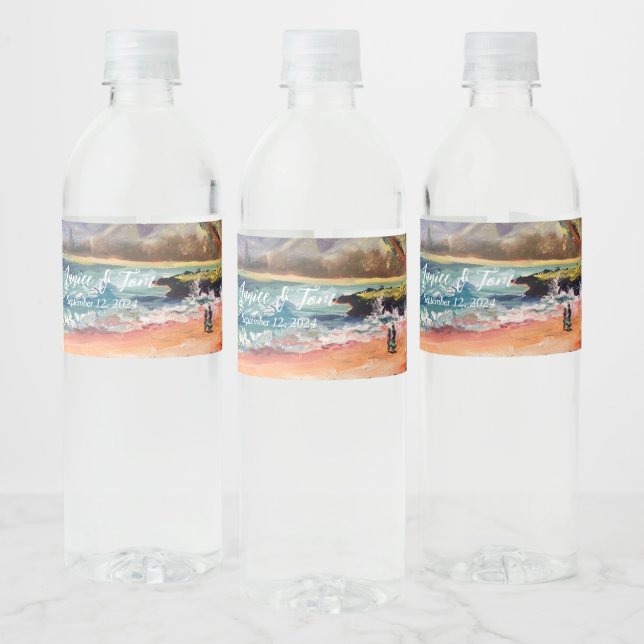 Beachy Wedding Water Bottle Gift Water Bottle Label (Bottles)