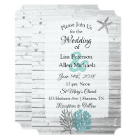 Beachy White Washed Wood  Wedding invitations