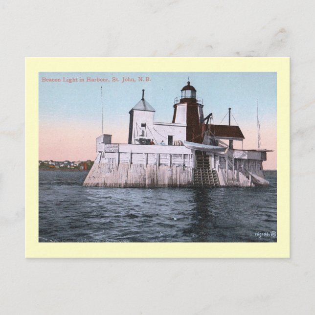 Beacon Light House St. John, New Brunswick, Canada Postcard (Front)