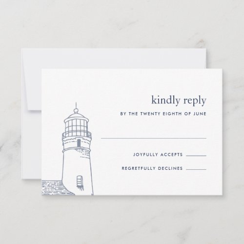 Beacon  Nautical Lighthouse RSVP Card