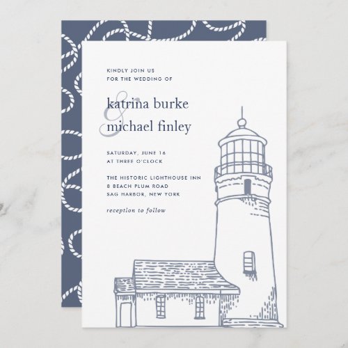 Beacon  Nautical Lighthouse Wedding Invitation