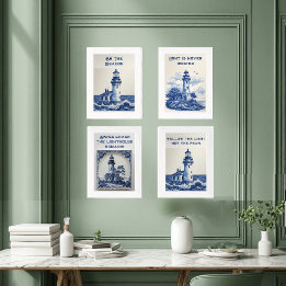 Beacon of Hope Lighthouse Coastal Wall Decor Blue Art Sets