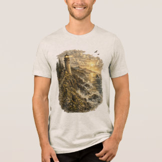 Beacon of the Wild Coast – Vintage Lighthouse Tri-Blend Shirt