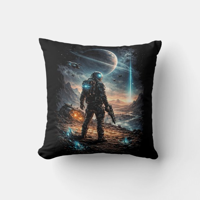 Beacon on the Distant World Throw Pillow (Front)