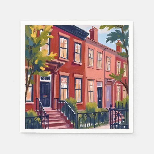 Beacon Street Boston Massachusetts Napkins (Front)