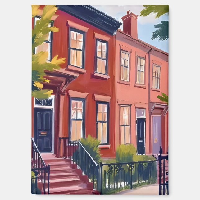 Beacon Street Boston Massachusetts Watercolor Magnet (Front)