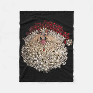 Bead Christmas Santa Star-gemstone-white-xmas Fleece Blanket