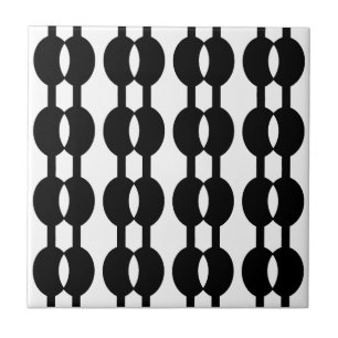 Bead Curtain 60's Black and White Ceramic Tile