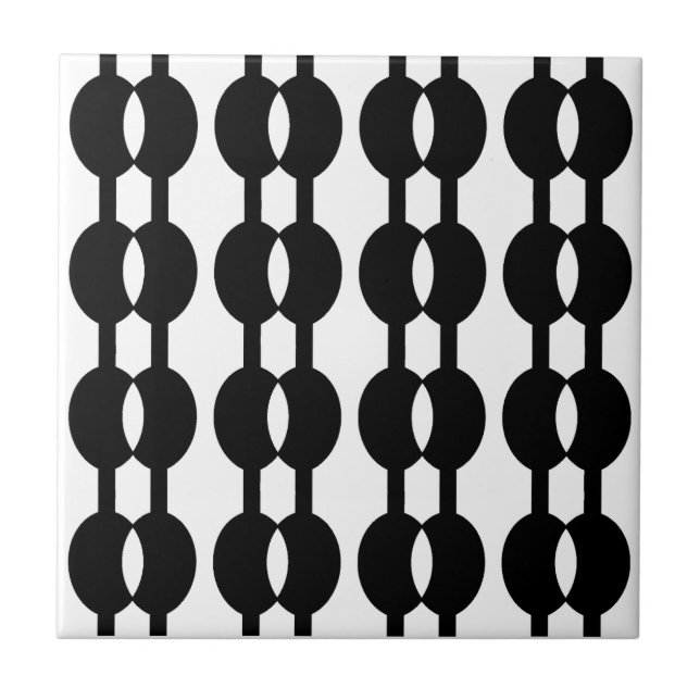 Bead Curtain 60's Black and White Ceramic Tile (Front)