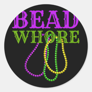 Bead Funny Adult Humor Mardi Gras Carnival Costume Classic Round Sticker