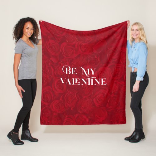 Bead of red roses Pattern Be My Valentine Fleece Blanket