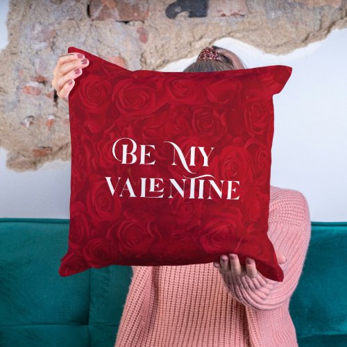 Bead of red roses Pattern Be My Valentine Throw Pillow