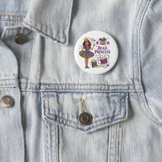 Bead Princess - Mardi Gras Button (In Situ)