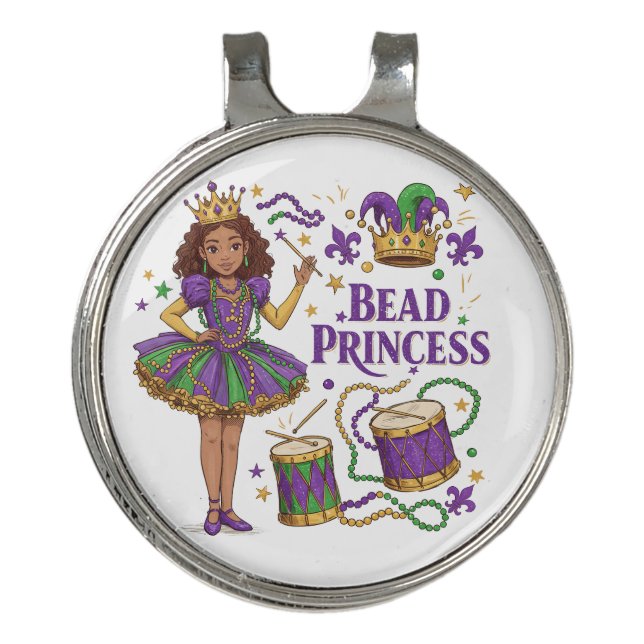 Bead Princess - Mardi Gras Golf Hat Clip (Front)