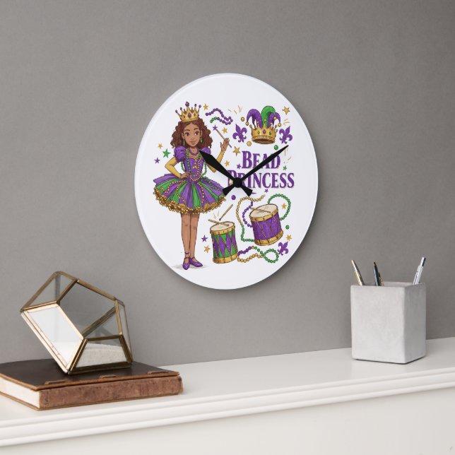 Bead Princess - Mardi Gras Large Clock (Office)