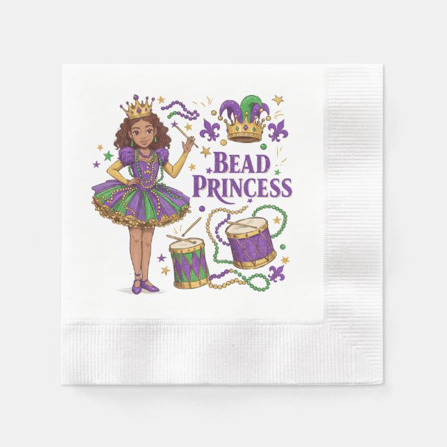 Bead Princess - Mardi Gras Napkins (Front)