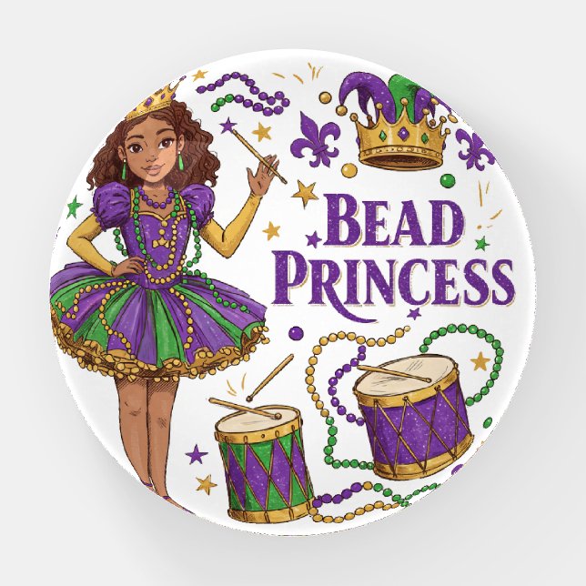 Bead Princess - Mardi Gras Paperweight (Front)