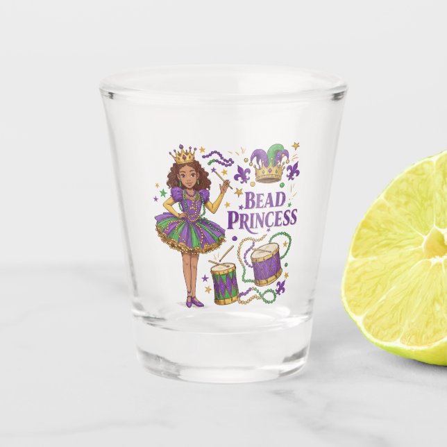 Bead Princess - Mardi Gras Shot Glass (Front)